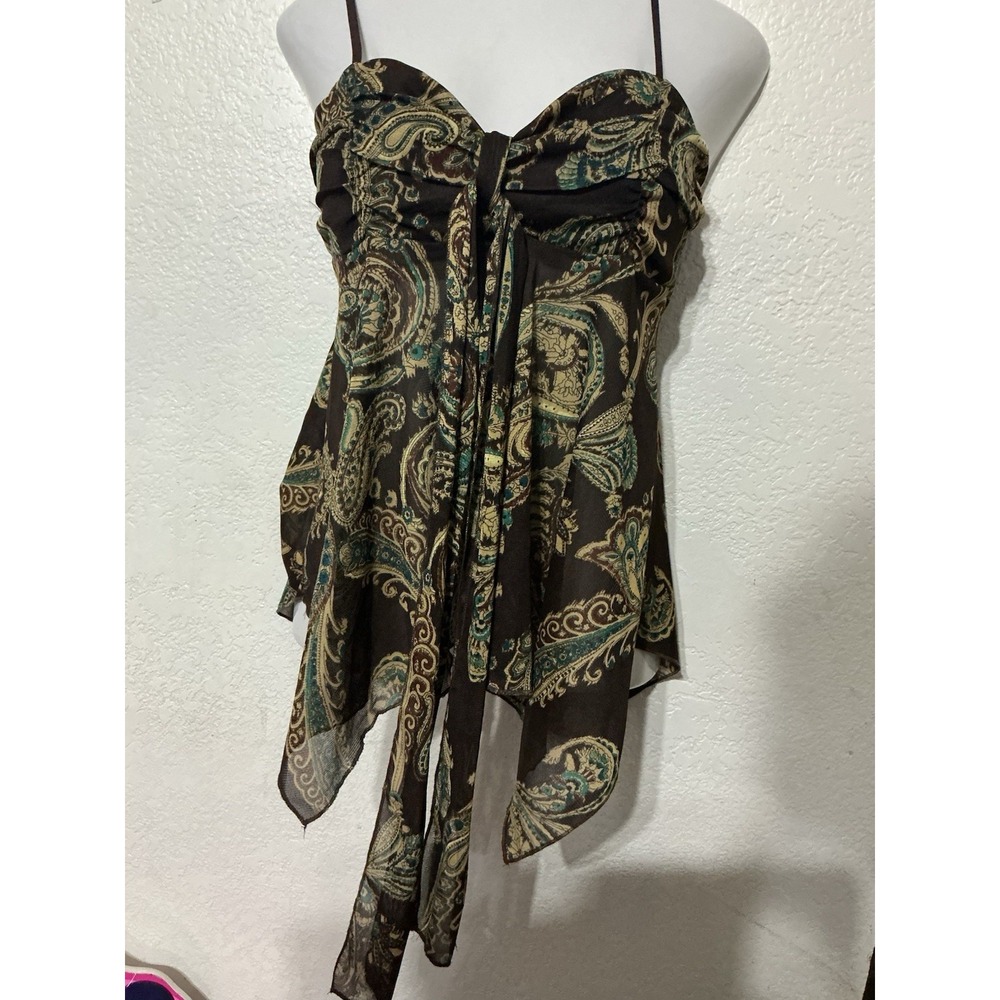 Vintage Y2K Whimsigoth Self esteem Top Paisley 2000 Floral Tank Fairy Grunge L